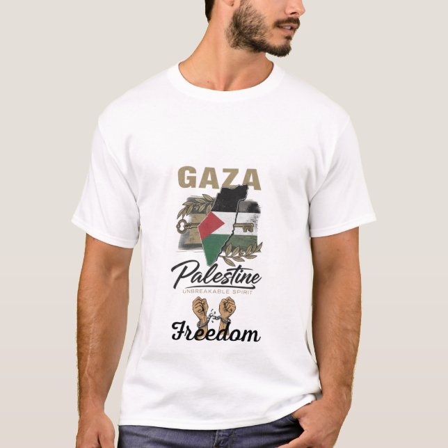 From Gaza to the world — strength lives here T-Shirt (Vorderseite)