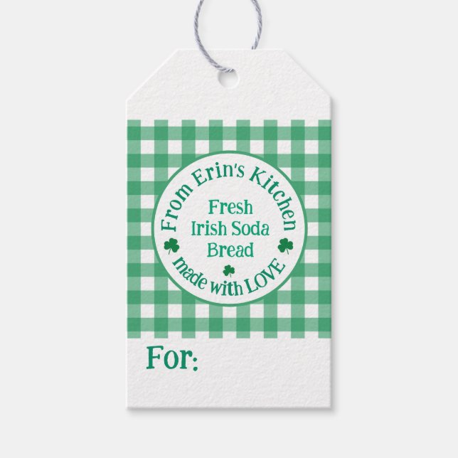 From NAME Kitchen Made with Love Irish Green Check Geschenkanhänger (Vorderseite)