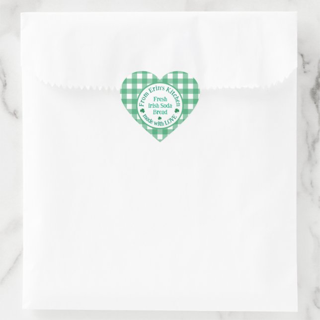 From NAME Kitchen with Love Irish Green Check  Herz-Aufkleber (Tasche)