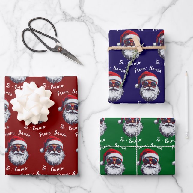 From Santa Claus Gift Wrap, Custom Santa Name Geschenkpapier Set (Vorderseite)