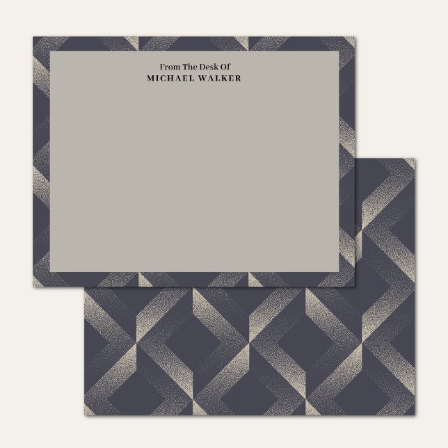 From The Desk Of Geometric Black Gray Pattern Flat Mitteilungskarte (Von Creator hochgeladen)