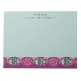 From the Desk of Pretty Teal Floral Notizblock