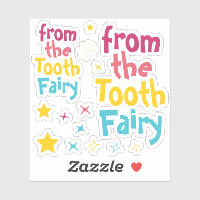 "From Tooth Fairy" Stars & Sparkle Stickers Aufkleber (Blatt)