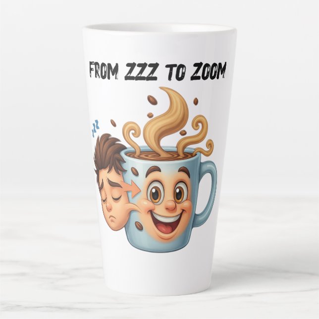 From Zzz to Zoom" T-Shirt - Coffee Mug Face  Milchtasse (Vorderseite)