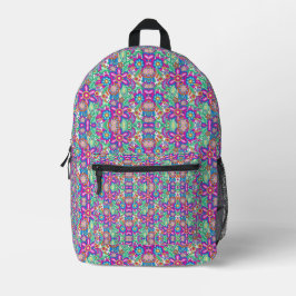 Front and back view of a colorful backpack  bedruckter rucksack