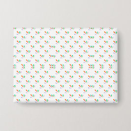 Front and back view of a white envelope  button