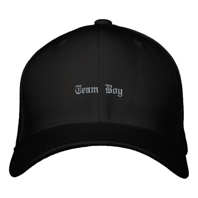 Front Back Team Boy Print Schwarze Flexfit-Wollmüt Bestickte Baseballkappe (Vorderseite)