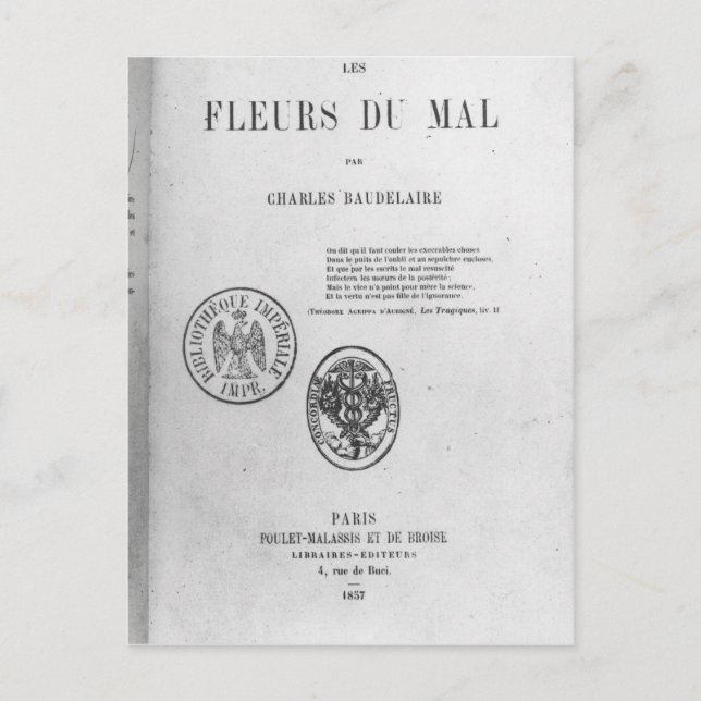 Front Cover, erste Ausgabe von 'Les Fleurs du Postkarte (Vorderseite)