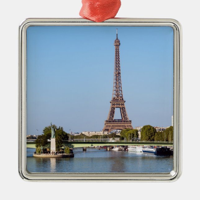 Front de Seine und Eiffelturm - Paris, Frankreich Ornament Aus Metall (Vorne)
