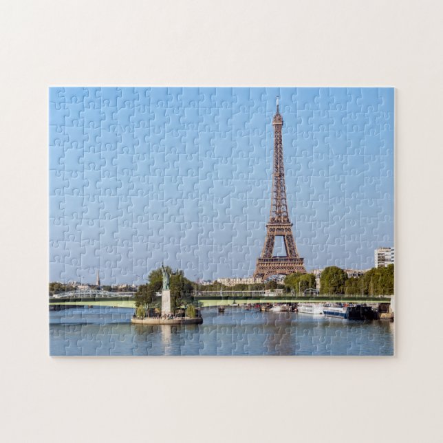 Front de Seine und Eiffelturm - Paris, Frankreich Puzzle (Horizontal)