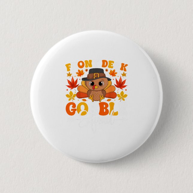 Front-Dessk-Gurgel-Trupp Lustiger Herbst-Festtag Button (Vorderseite)