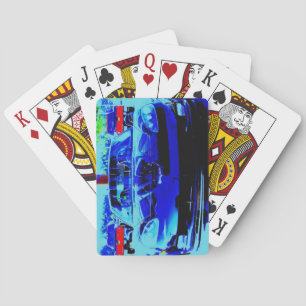 Front end and hood of a Black & Blue Corvette Z06 Spielkarten