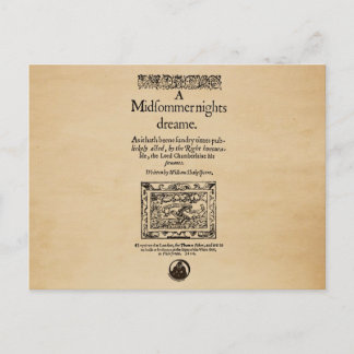 Front Piece to A Midsommer Nights Dream Quarto Postkarte