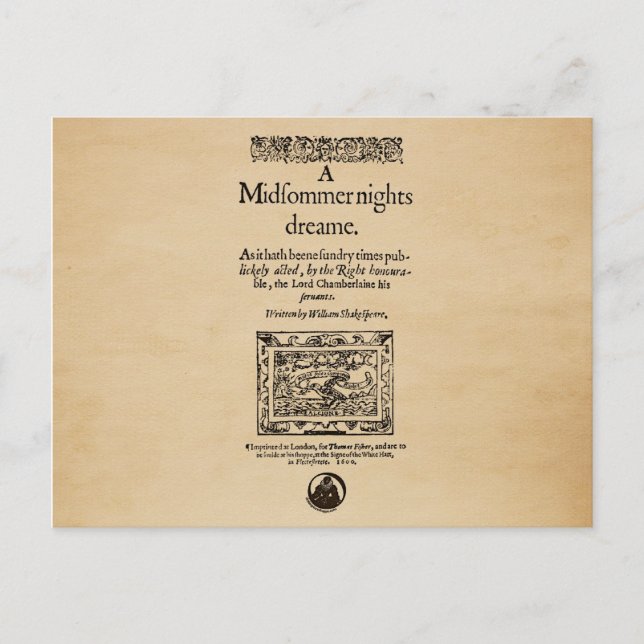 Front Piece to A Midsommer Nights Dream Quarto Postkarte (Vorderseite)