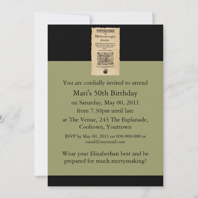 Front Piece to a Midsommer Nights Traumstrecke Einladung (Vorderseite)