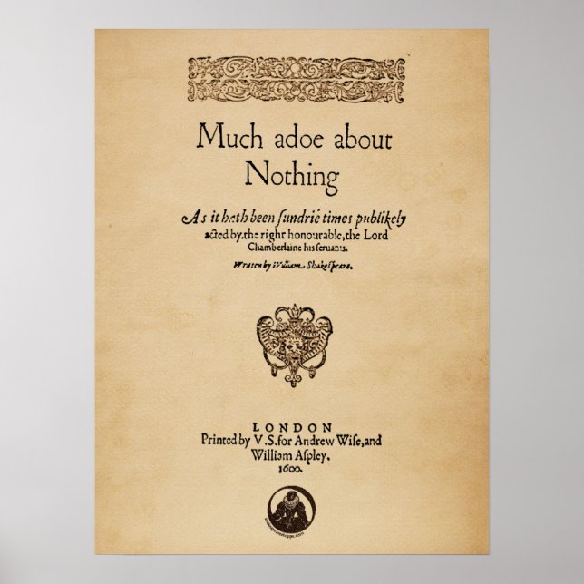 Front Piece to Much Ado About Nothing Quarto Poster (Vorne)