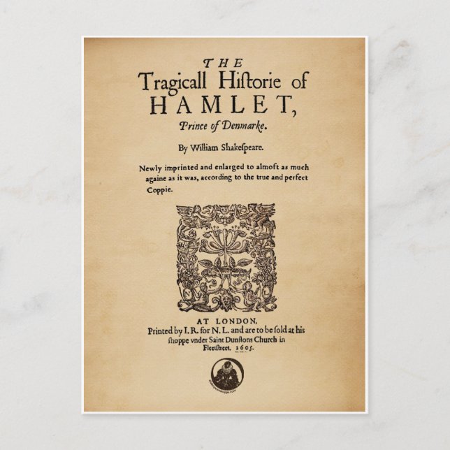 Front Piece to the Hamlet Quarto (1605 Version) Postkarte (Vorderseite)