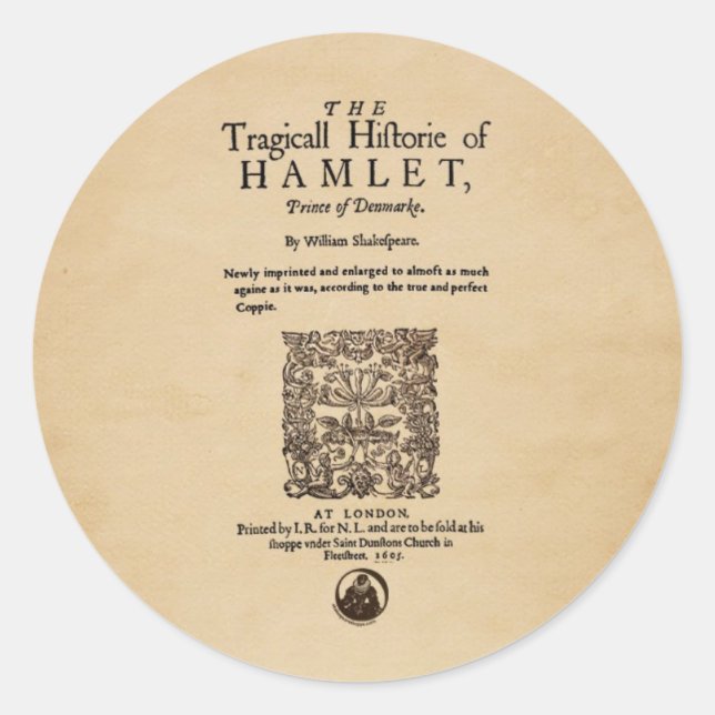 Front Piece to the Hamlet Quarto (1605 Version) Runder Aufkleber (Vorderseite)