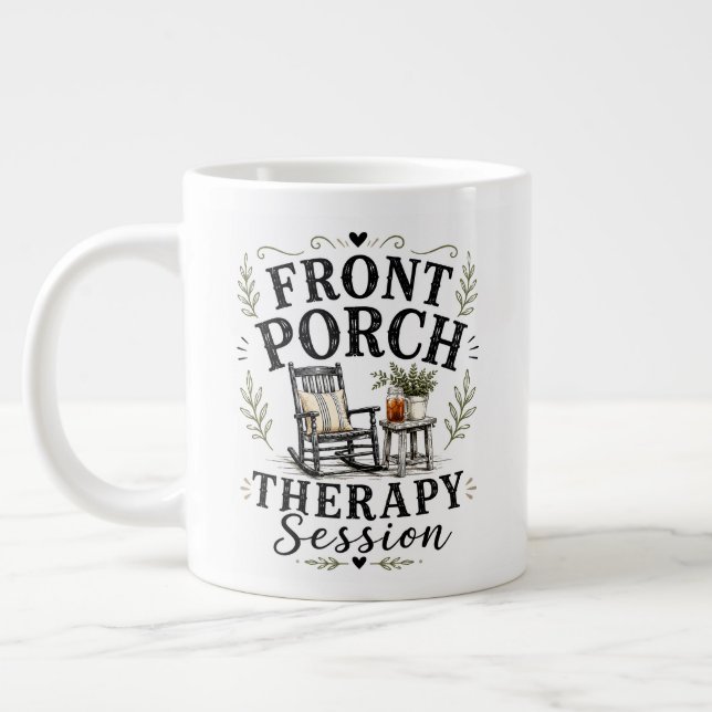 Front-Porch-Therapiesitzung Jumbo-Tasse (Links)