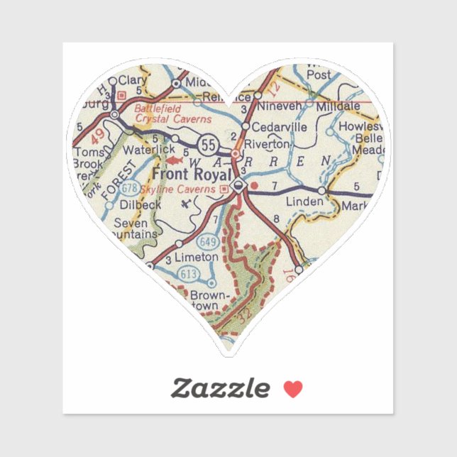 Front Royal Vintage Karte Aufkleber (Blatt)