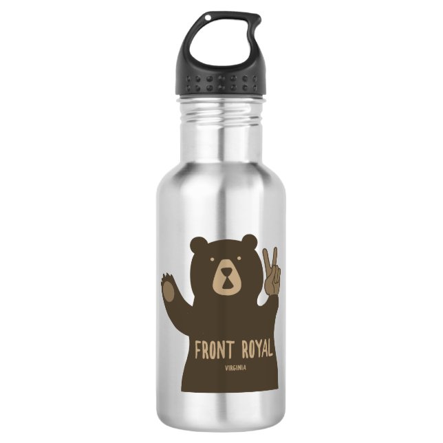 Front Royal Virginia Peace Bear Edelstahlflasche (Vorderseite)