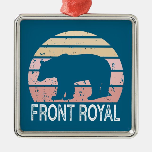 Front Royal Virginia Retro Bear Ornament Aus Metall (Vorne)