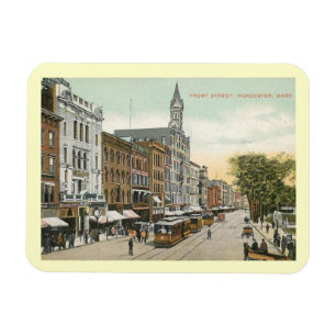 Front St., Worcester, Massachusetts Vintage Magnet