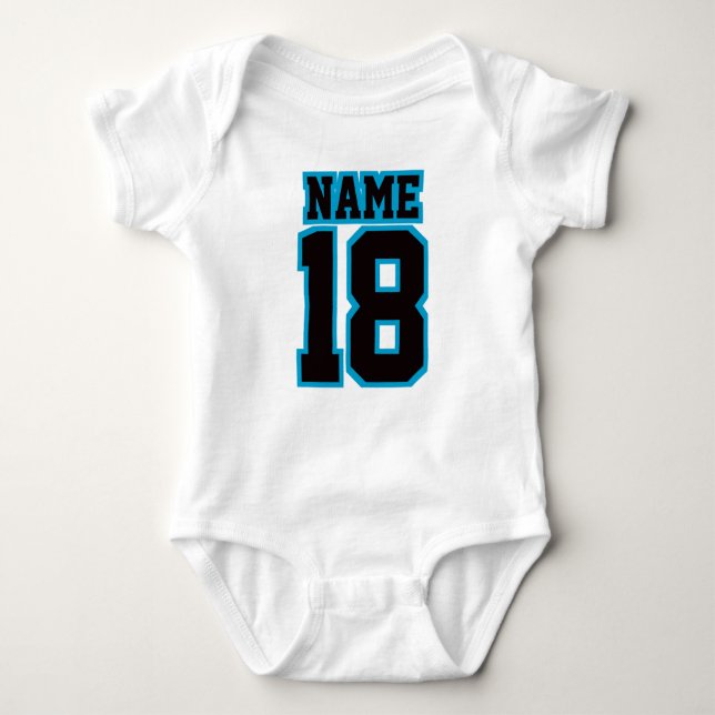 Front WHACK BLUE One Piece Football Jersey Baby Strampler (Vorderseite)