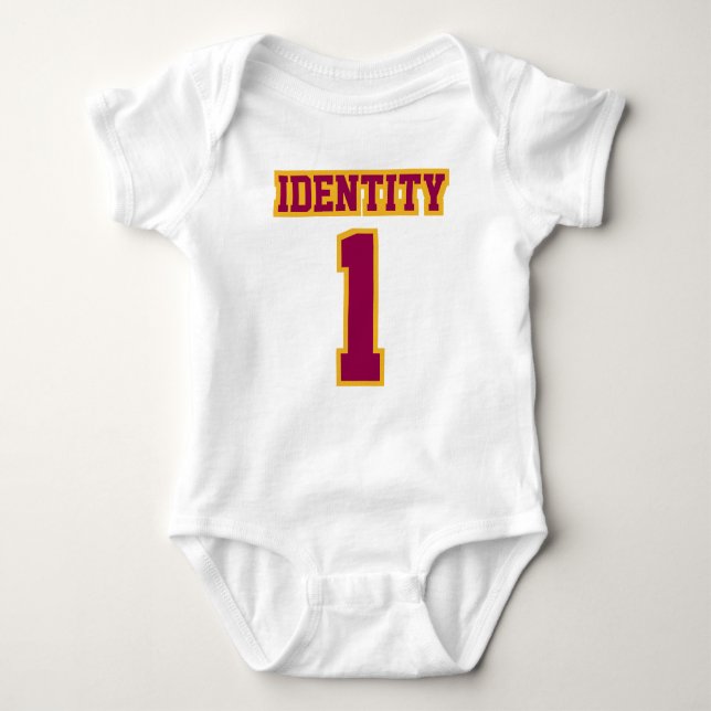Front WHITE BURGUNDY GOLD Romper Football Jersey Baby Strampler (Vorderseite)