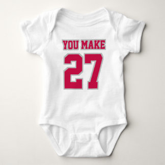 Front WHITE CRIMSON SILVER Romper Football Jersey Baby Strampler
