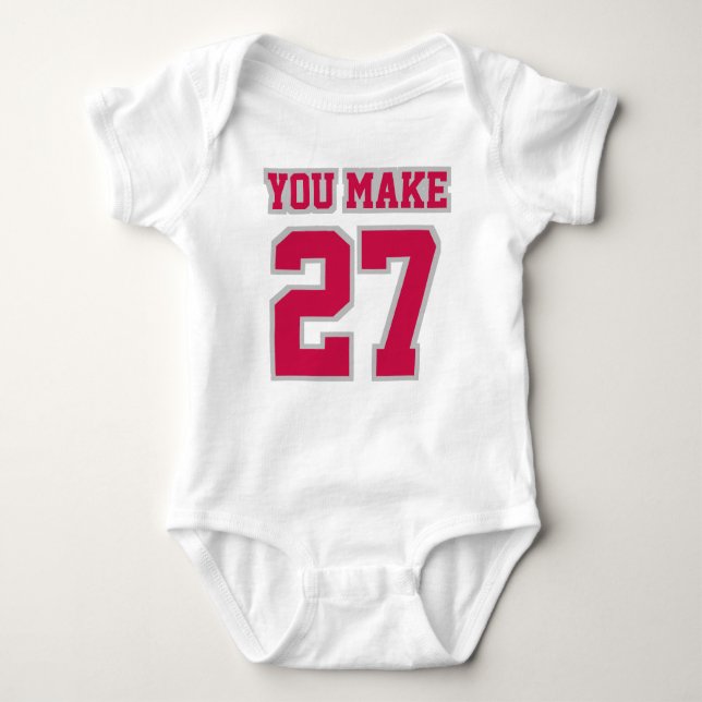 Front WHITE CRIMSON SILVER Romper Football Jersey Baby Strampler (Vorderseite)