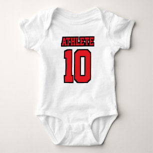 Front WHITE RED BLACK Bodysuit Football Jersey Baby Strampler