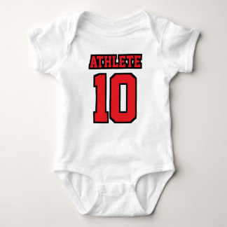 Front WHITE RED BLACK Bodysuit Football Jersey Baby Strampler