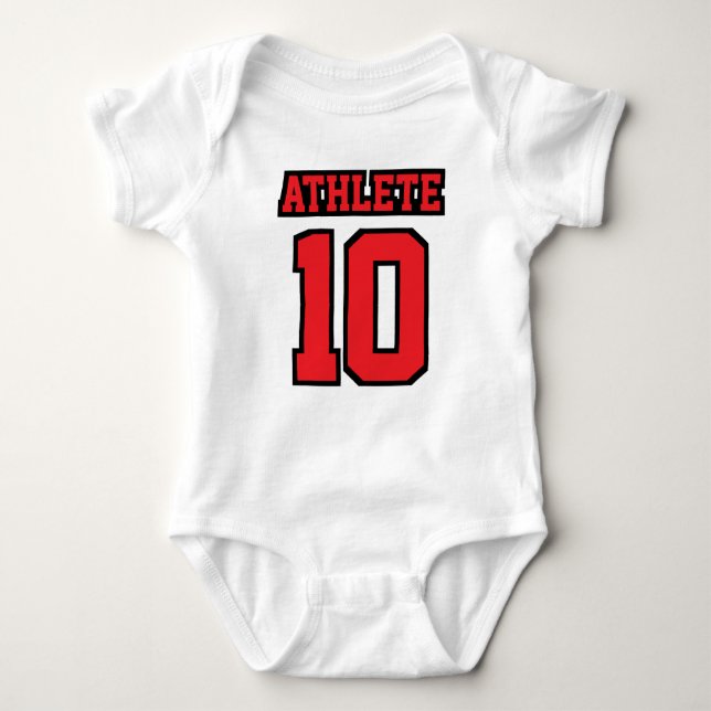 Front WHITE RED BLACK Bodysuit Football Jersey Baby Strampler (Vorderseite)