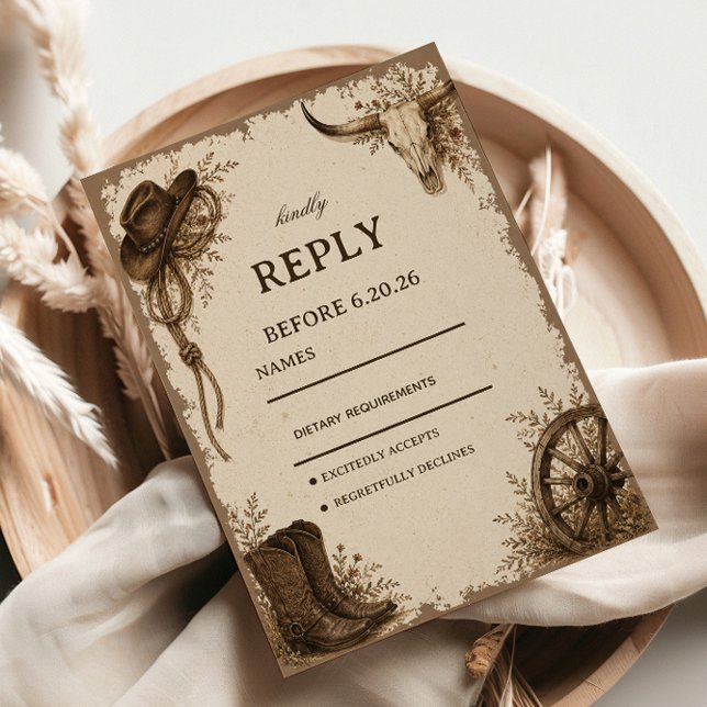 Frontier-Prärie Elegant Rustikal RSVP Karte (Von Creator hochgeladen)