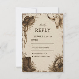 Frontier-Prärie Elegant Rustikal RSVP Karte