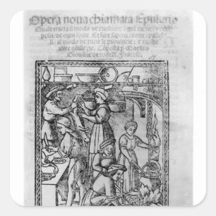 Frontispiece auf einem italienischen Kochbuch Quadratischer Aufkleber