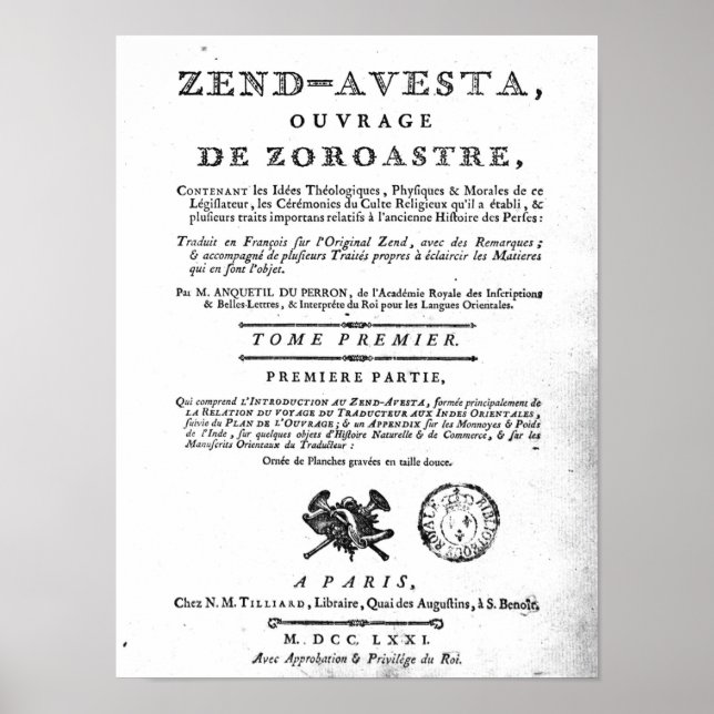 Frontispiece einer Ausgabe des 'Zend Poster (Vorne)
