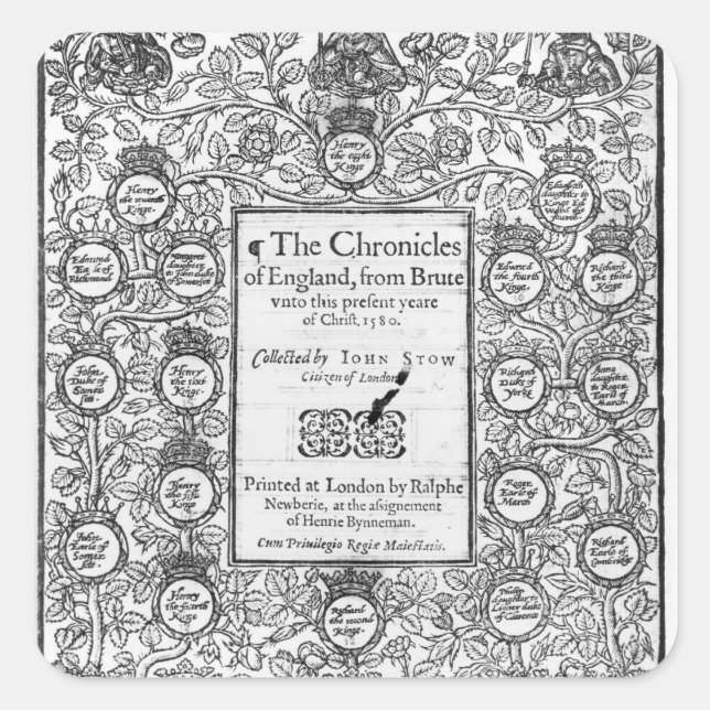 Frontispiece of 'The Chronicles of England' Quadratischer Aufkleber (Vorderseite)