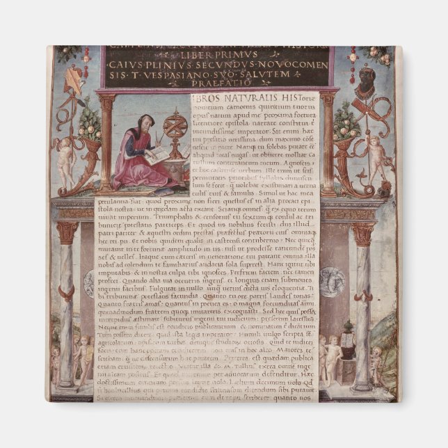 Frontispiece to Book I zeigt eine Seite Text Magnet (Vorne)