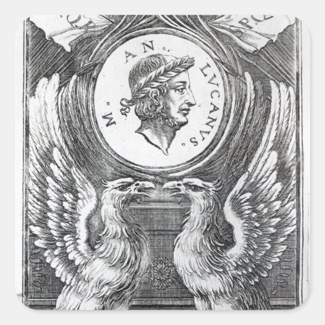 Frontispiece to 'Lucan's Pharsalia' Quadratischer Aufkleber (Vorderseite)