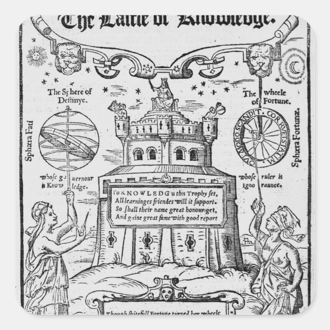 Frontispiece to 'The Castle of Knowledge' Quadratischer Aufkleber (Vorderseite)