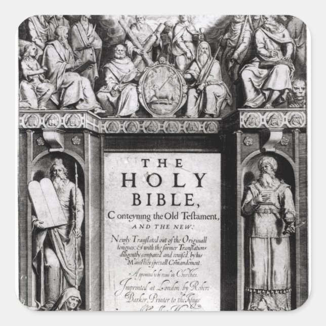 Frontispiece to 'The Heilige Bibel' Quadratischer Aufkleber (Vorderseite)