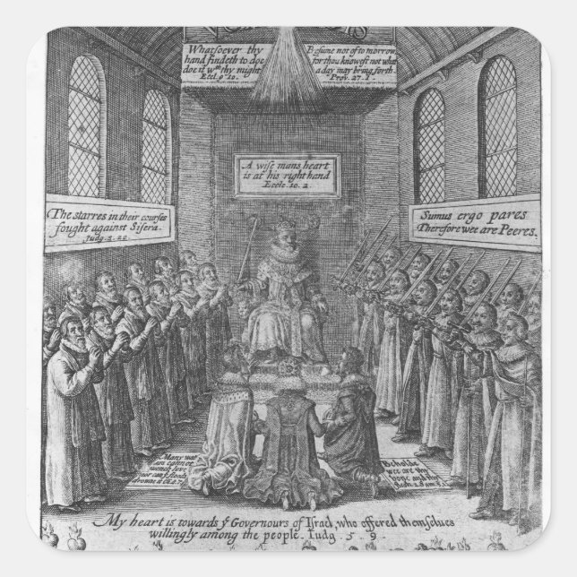 Frontispiece to 'Vox Regis' von Thomas Scott Quadratischer Aufkleber (Vorderseite)