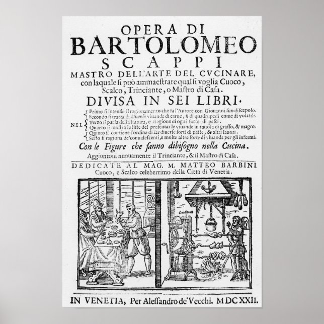 Frontispiece zum Koch Buch von Bartolomeo Scappi Poster (Vorne)