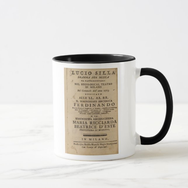 Frontispiz von Mozart 'Lucio Silla Tasse (Rechts)