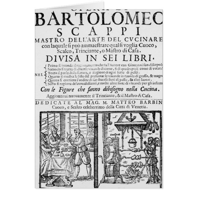 Frontispiz, zum des Buches von Bartolomeo Scappi (Vorne)