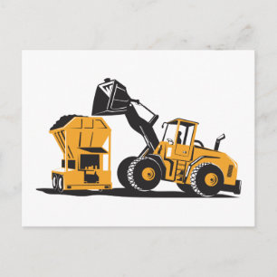 Frontlader Baggerbagger Retro Postkarte