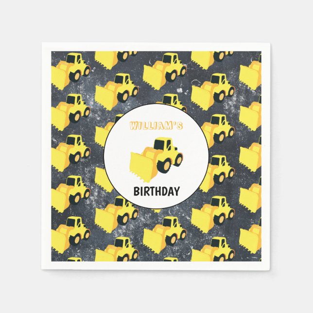 Frontladerbauwagen Geburtstag Serviette (Vorderseite)