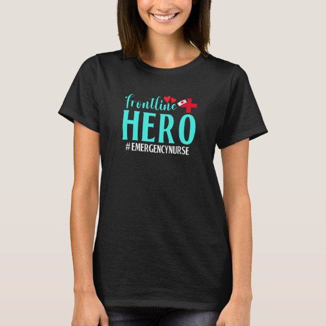 Frontline Hero Emergency Nurse Worker Frontline Es T-Shirt (Vorderseite)